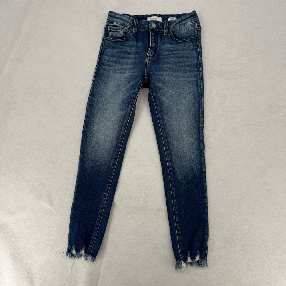 KanCan Signature Girls Mid Rise Ankle Skinny Jeans Blue Raw Hem Size 14 VBKD1100